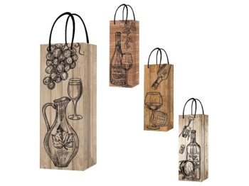 Пакет подарочный бумажный под бутылку, 12x36x9см