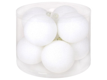 Набір ялинкових куль, пластик, 10см, колір білий гліттер, 8шт