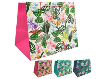 Пакет подарунковий паперовий S Pink monstera 18x23x8см