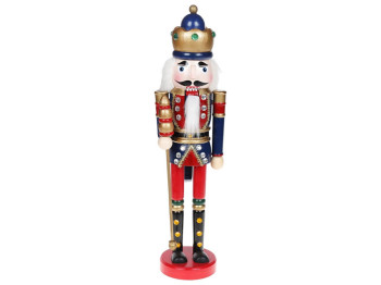 Новогодний декор Щелкунчик, цвет - красный с синим, 38см