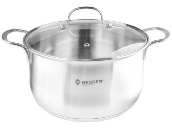 Кастрюля Besser "Eterna" с крышкой, все типы плит, капсульное дно, нерж.сталь D24см, 6,1л