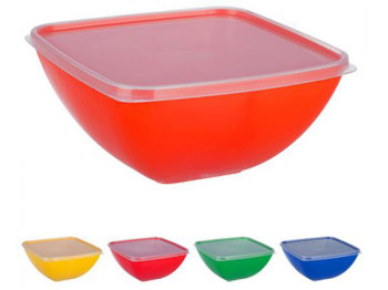 Миска-салатница с крышкой 19х19х9см 1,5л (цвета ассорти)