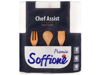 Полотенца бумажные Soffione Premio Chef Assist трехслойные, белые (цена за 2 рулона)