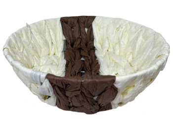 Корзина для фруктов и сладостей, 25х7,5см, белая с коричневой полосой