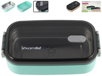 Ланч бокс 700мл пластиковый с крышкой, внутренняя емкость из нержавеющей стали