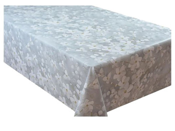 Клеёнка ПВХ 3d, 1.40×20 м, с рисунком, тканевая основа, цвет серый с белыми цветами