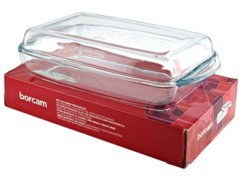 Кастрюля Pasabahce Borcam, стекло, прямоугольная, крышка, 34 х 19 см, 1.95 л + 1.38 л
