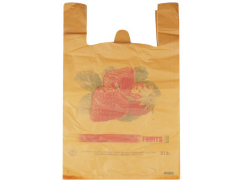 Кулек с ручками типа майка Клубника 50мкм (100шт) 36x56см