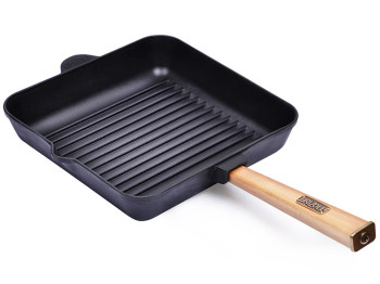 Сковорода-гриль чавунна квадратна Brizoll Optima знімна ручка 53х30х6см О282850Г-Р