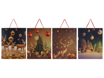 Подарунковий паперовий пакет з новорічним принтом асорті, 55х40х15см (ціна за 1шт)