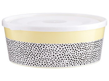 Миска з кришкою та декором, 17см (Lines, жовта) 169068