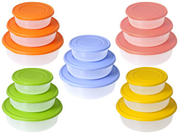 Набор контейнеров для пищевых продуктов 3 в 1 круглые (цвета ассорти) 167030