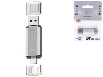 USB флеш-накопитель 3.0 T&G 64gb USB/Type C 009, цвет серебро