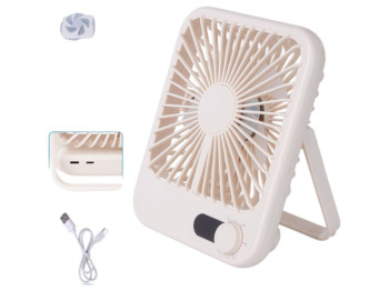 Вентилятор портативный, аккумуляторный, питание от USB, пластик, 18,5×14,5×8,5см, цвет белый