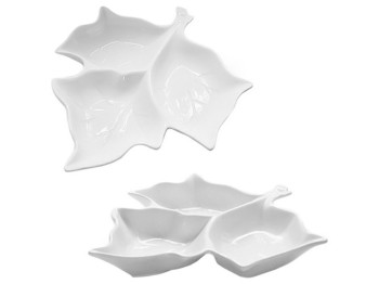 Менажница Лист, фарфор, 30,5см