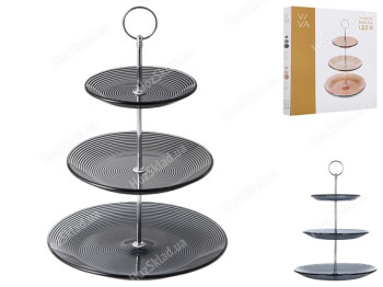 Блюдо Viva Monaco Black, 3-х ярус., 25/20/15см, 6900064140527