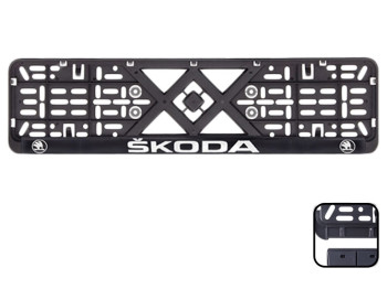 Рамка номера пластиковая с хромированной рельефной надписью SKODA