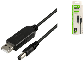 Кабель для роутера USB to DC LDO-888 с 5v на 12v 1A 5.5х2.1 мм Цвет Черный
