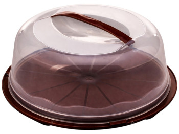 Тортница круглая R plastic, d34см, высота 16см, коричневая, 22004