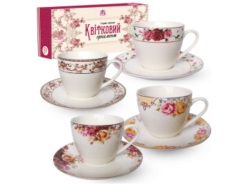 Сервіз кавовий Квітковий орнамент, 100мл (ціна за набір 12 предметів)