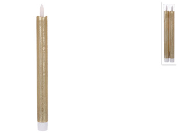 Набор светодиодных столовых свечей, теплый белый свет, цвет - золото (цена за набор 2шт)