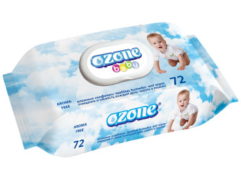 Вологі серветки дитячі "OZONE" "З екстрактом календули і вітам. Е" без запаху 72шт з клапаном