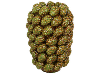 Ваза фарфоровая Cones, с объемным декором шишки, зеленая, D24 × 35,5 см