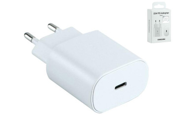 Сетевое зарядное устройство Samsung 1 USB-C PD QC 25W, мощность 25W, цвет белый