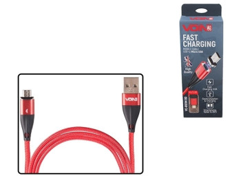 Кабель магнитный VOIN USB - Micro USB 3А, 1m, red (быстрая зарядка/передача данных)