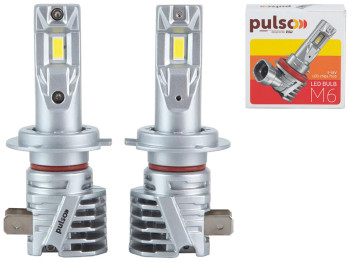 Лампи PULSO LED-chips 7535/9-18v, 2x28w, 6000Lm/6500K, M6-H7 (ціна за набір 2шт)