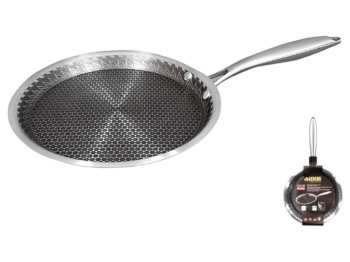 Сковорода блинная Benson, нержавеющая сталь, антипригарное покрытие Eterna, 20см, цвет серебристый