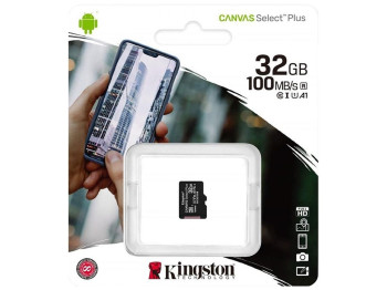 Карта Памяти Kingston Canvas Select Plus microSDHC (UHS-1) 32gb 10 Class Цвет Черный