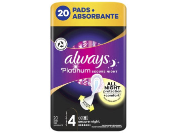 Прокладки ультратонкие Always Ultra Platinum Secure Night, 6 капель, 20шт