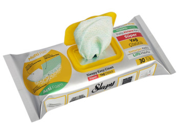 Салфетки влажные для уборки кухни Sleepy Easy Clean, белый уксус и сода, с клапаном, 100шт