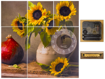 Часы настенные на полотне Подсолнух МДФ 60х60см