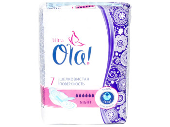 Прокладки "Ola" xxxxxx ультратонкие ночные "Шелк" 7шт