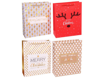 Пакет новогодний бумажный L Christmas notes, 31х42х12см