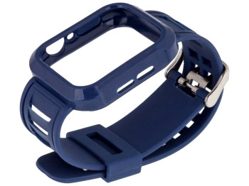 Ремінець для Apple Watch Band Silicone Shine + Protect Case 44mm Колір Midnight Blue