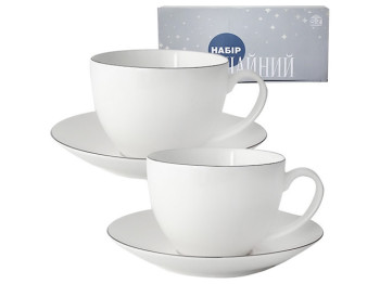 Сервиз чайный Серебро 12 предметов (чашка 280мл, блюдце 15см)