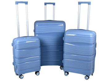Чемодан поліпропілен (PP) 20/24/28, блакитний (ціна за набір 3шт)