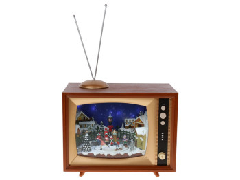 Новорічний музичний декор Телевізор з LED підсвіткою та рухомими елементами, 39см