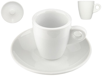 Чашка с блюдцем белая Хорека (чашка 60мл, блюдце 7,9х5,6х6,1см)