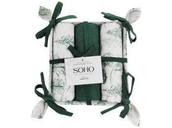 Набор полотенец Soho Christmas, хлопок, 40×60см, цвет зелёно-серый, 3шт