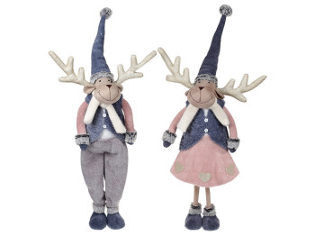 Мягкая игрушка Олень, 2 дизайна: Девочка и Мальчик, 26х21х85см, цвет - синий с розовым (цена за 1шт)