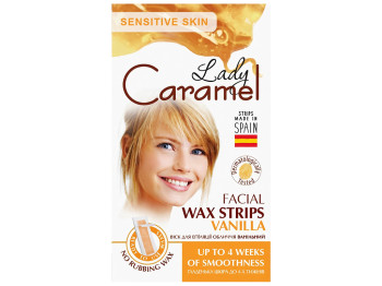 Восковые полоски для депиляции Lady Caramel, воск для лица, женские, с экстрактом ванили, 12шт