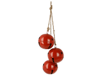 Шары на подвесе Christmas bells, металл, 58см, 11×12см, цвет красный
