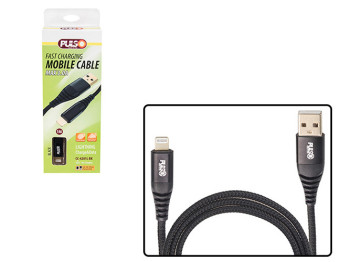Кабель Pulso CC-4201L BK, USB - Lightning 3А, 1м, black (быстрая зарядка/передача данных)