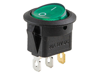Перемикач on-off з підсвічуванням 12V круглий 3pin зелений (YJ-WF02B)