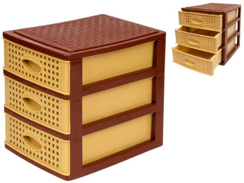 Комод мини Rotang, пластик, 3 яруса, 20×19×26,5см, цвет бежево-коричневый