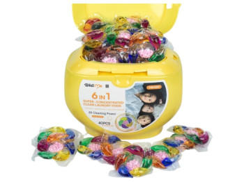 Парфюмированные капсулы с гранулами для стирки детского белья WellD, 6 в 1 (цена за упаковку 40шт)